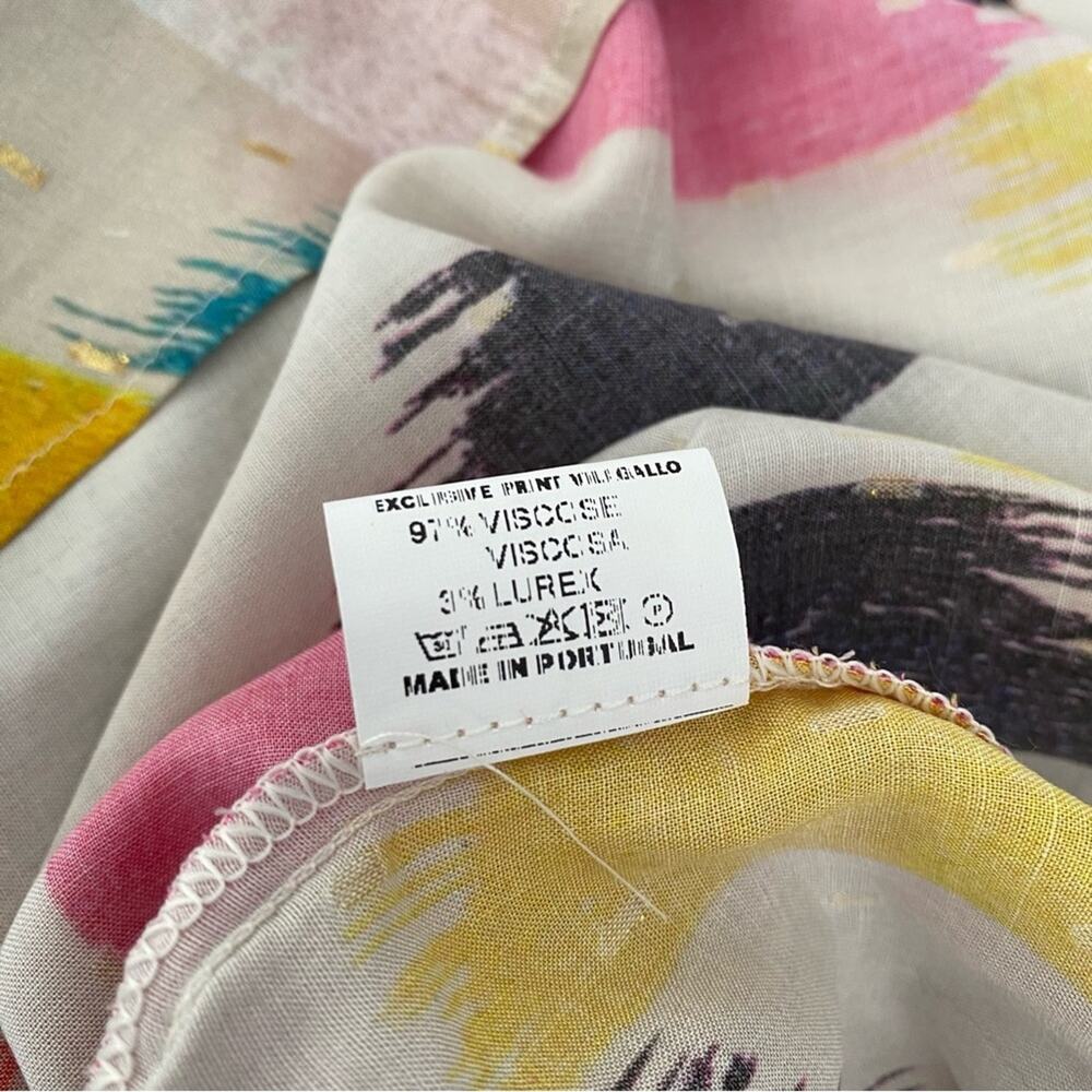Vilagallo Velma Top Rainbow Brushstroke Gold Metallic Blouse NWTS size 44 US 12 - Picture 10 of 11